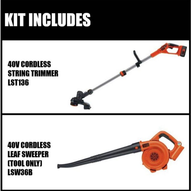 Black & Decker LCC140 40V MAX Lithium-Ion Cordless String Trimmer and Sweeper Kit (2 Ah), 3 of 18