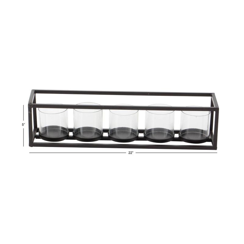 22&#34; x 5&#34; Contemporary Iron/Glass Five Light Candle Holder Black - Olivia &#38; May, 4 of 9