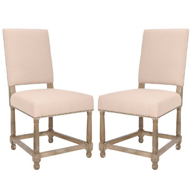 Faxon 20''H Side Chairs (Set of 2) w/ Nickel Nail Heads  - Taupe - Safavieh