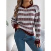 Women's Striped Long Sleeve Sweater Casual Crewneck Pullover Knit Top - 4 of 4