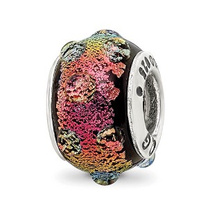 Black Bow Jewelry Rainbow Dotted Dichroic Glass Sterling Silver Bead Charm - 1 of 4