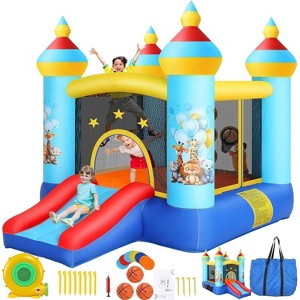 HOMDOX 8.9 ft x 6.9 ft Inflatable Bounce House, Outdoor Indoor Fun Bouncy House with 470W Blower, Slide & Jumping Area, Ball Toss Game for Kids 2-10 - 1 of 4