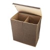 7250 Hastings Home Double Laundry Hamper Two Compartment Sorter with Magnetic Lid, Brown - 4 of 4