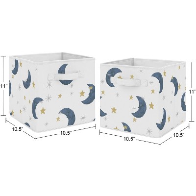 Navy and Gold Moon and Stars Foldable Fabric Storage Cubes