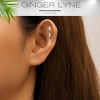 Dangle Flat Back Earrings for Cartilage Helix Tragus Upper Lobe Gold Plated Sterling Silver 1 pair by Ginger Lyne - 2 of 4