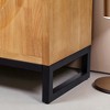 Sideboard Storage Cabinet with Water Wave Textured Doors, Rubberwood Veneer, Adjustable Shelves, Wooden Buffet Console for Dining Room or Kitchen - 4 of 4