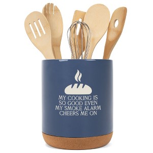 Elanze Designs My Cooking Is So Good Ceramic Cork Bottom Navy Blue Large Capacity Utensil Holder Crock for Countertop Storage, Stylish & Durable for - 1 of 4