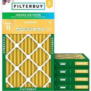 Filterbuy 14x25x2 Air Filter (5-Pack), Pleated MERV 11 Allergen Defense Replacement HVAC AC Furnace Filters (Actual Size: 13.50 x 24.50 x 1.75) - 1 of 4