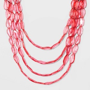 SUGARFIX by BaubleBar Clear Acrylic Beaded Statement Necklace - Strawberry Ice, Women