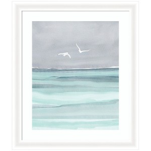Kate and Laurel Framed Art Sea and Seagulls by Nikita Jariwala, 23x27, Oliver White Narrow - 1 of 4