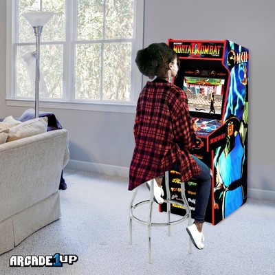 Arcade1Up Midway Mortal Kombat Adjustable Stool with Leg Extenders, Padded Seat, and Chrome Steel Finish for Home, Bar Stools, and Video Game Chairs