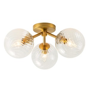 LLHZSY Modern 3-Light 18 3/25" W Semi Flush Mount Ceiling Lights With Opal Glass Shade-Gold/Black/Gold&Clear Glass - 1 of 4