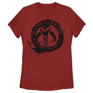 Women's Star Wars The Mandalorian Paint Splatter Emblem T-Shirt - 1 of 3