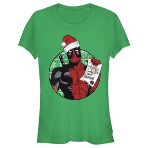 Juniors Womens Marvel Christmas Deadpool Grandma is Heroic T-Shirt - 1 of 3
