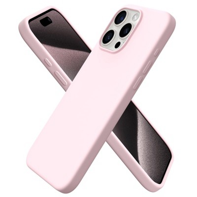 BONGEEK Compatible with iPhone 15 Pro Max Case 6.7", Slim Liquid Silicone 3 Layers Soft Gel Rubber Shockproof Protective Phone Case -Chalk Pink
