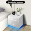 Hommpa Modern High Gloss LED Nightstand with 2 Drawers & Handle - 3 of 4