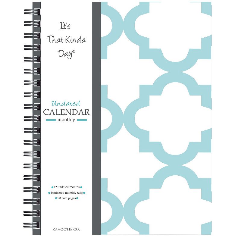 Kahootie Co. Kahootie Co Undated Monthly Calendar 9" x 11.5" Teal and White (ITKCTW) ITKCLTW, 1 of 6