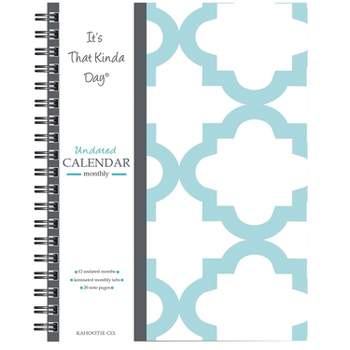 Kahootie Co. Kahootie Co Undated Monthly Calendar 9" x 11.5" Teal and White (ITKCTW) ITKCLTW