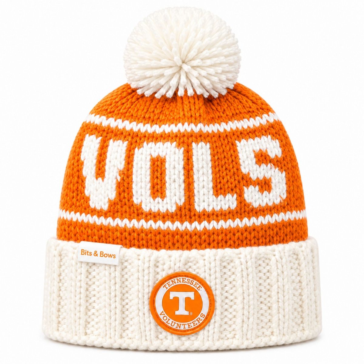 Bits & Bows Officially Licensed Tennessee Volunteers Bobble Hat, Orange/White