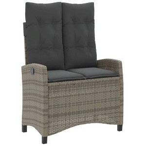 Reclining Patio Bench with Cushions Gray Poly Rattan - 1 of 4