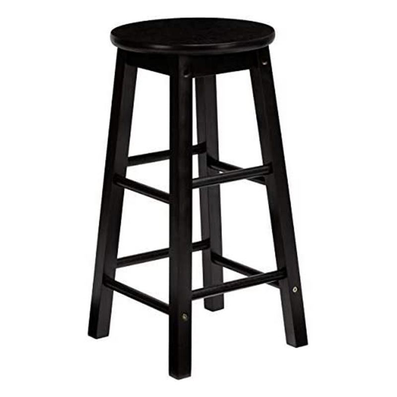 PJ Wood Classic Round-Seat 29 Inch Tall Kitchen Counter Stools for Homes, Dining Spaces, and Bars with Backless Seats, 4 Square Legs, Black, Set of 2, 1 of 7