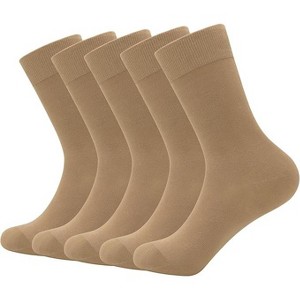 SERISIMPLE Men Bamboo Viscose Thin Ribbed Knit Silky Soft Lightweight Business Dress Crew Socks White Large 5 Pairs - 1 of 4