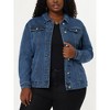 Agnes Orinda Women's Plus Size Button Front Chest Pockets Washed Casual Jean Jackets - 2 of 4
