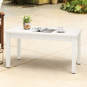 Outdoor Coffee Table Rectangle, HDPS Patio Coffee Tables for Outside, All Weather Patio Coffee Table with Slatted Tabletop for Garden, Balcony Black - 1 of 4
