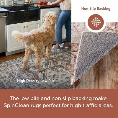 Peach Floral Medallion 8' x 10' Easy-Care Synthetic Area Rug