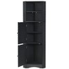 Bathroom Tall Corner Cabinet with 2 Doors Open Shelves Space Saving Freestanding Floor Storage Organizer Home Tall Corner Cabinet - 4 of 4