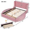 Queen Size Upholstered Storage Platform Bed with Wingback Headboard, 1 Big Drawer and 2 Side Storage Stool-ModernLuxe - 3 of 4
