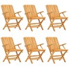 vidaXL Solid Teak Wood Patio Dining Set - 7 Piece Rectangular Table and Foldable Garden Chairs, Brown Outdoor Furniture for Deck, Garden, Patio - 3 of 4