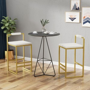 SKRAN Modern Bar Stools Upholstered Velvet Set of 2 With Footrest & Back Support Durable For Entertainment Or Daily Use - 1 of 4