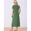 cheibear Women's V Neck Short Sleeves with Pockets Slit Long Nightgown - 4 of 4