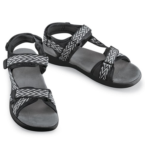 Collections Etc Multi-Adjustable Stylish Zigzag Print Sporty Sandals - image 1 of 4