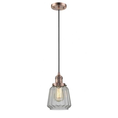 Chatham - 1 Light Cord Hung Mini Pendant In Art Deco Style-11 Inches Tall and 7 Inches Wide
