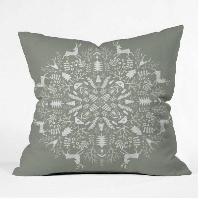 16"x16" Pimlada Phuapradit Winter Forest Square Throw Pillow Gray - Deny Designs