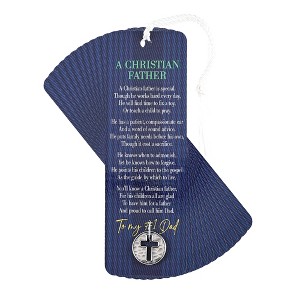 Dicksons A Christian Father - to My #1 Dad, Blue 6 x 2 Inch Paper Tassel Bookmark with Coin; Pack of 15 - 1 of 2