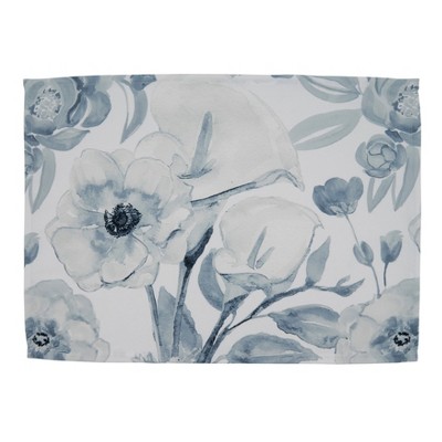 Saro Lifestyle Watercolor Floral Placemat (Set of 4 pcs), Blue-Grey