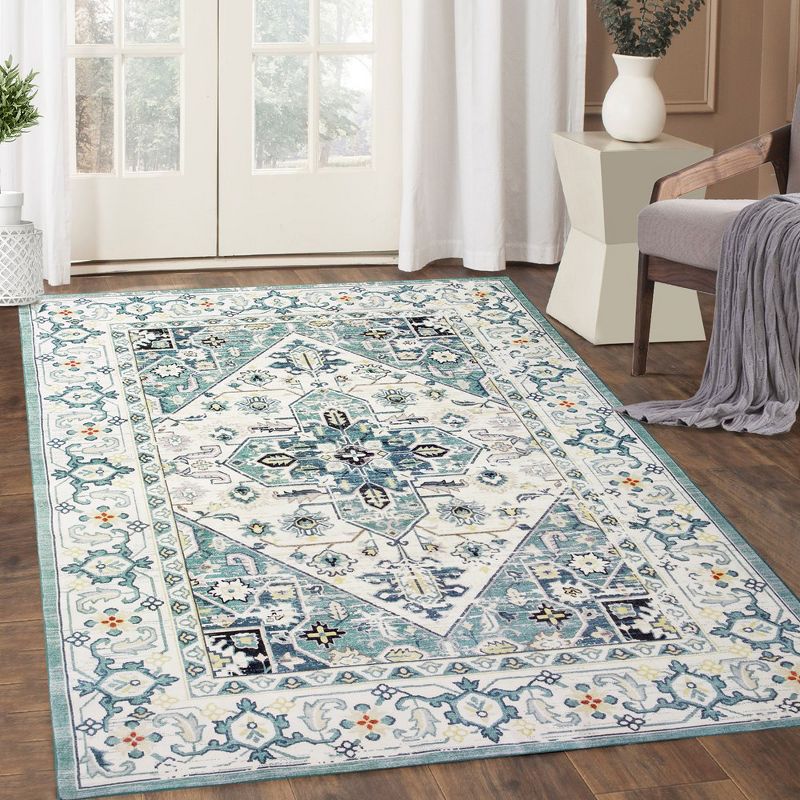 Area Rug Vintage Bohemian Rug Low-Pile Indoor Machine Washable Carpet, Ultra Soft Area Rugs for Bedroom Living Room Dining Room, 1 of 9