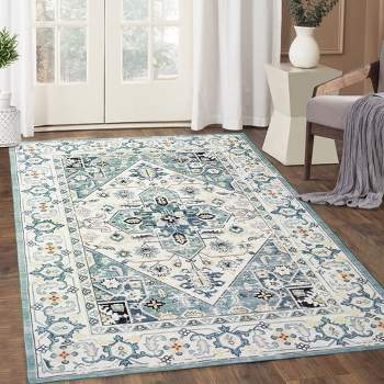 Area Rug Vintage Bohemian Rug Low-Pile Indoor Machine Washable Carpet, Ultra Soft Area Rugs for Bedroom Living Room Dining Room