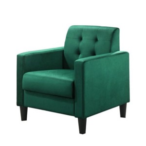 GlasFlength Accent Chairs Velvet Accent Armchair with Tufting Luxe Plush Velvet Elegant Tufted Detail Suits Bedroom, Green, 27"*22"*20" - 1 of 4