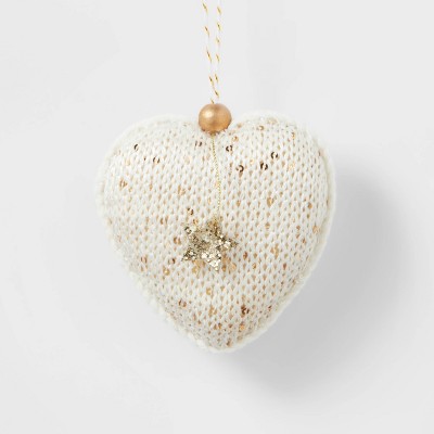 Sequin & Knit Heart Shaped Christmas Tree Ornament - Wondershop™