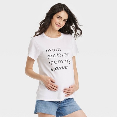 Image of Short Sleeve Mama Embroidery Graphic Maternity T-Shirt - Isabel Maternity by Ingrid & Isabel™ White S