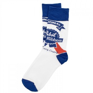 Mens Pabst Blue Ribbon PBR Classic Logo Crew Socks - 1 of 2