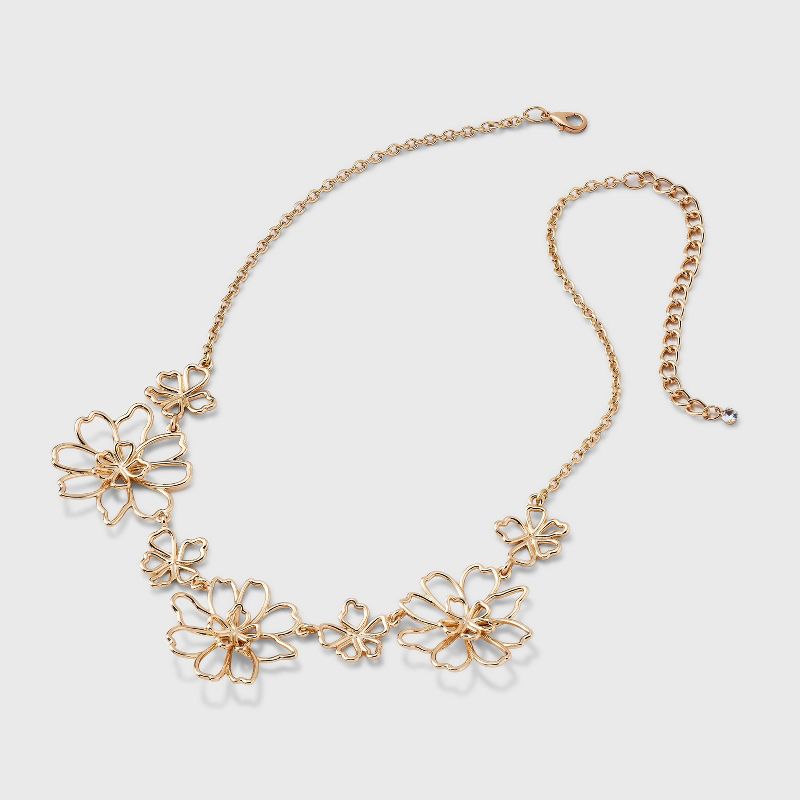 Gold Flowers Statement Necklace - A New Day&#8482; Gold, 4 of 7