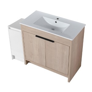 SEVOBAL Bathroom Vanities 48 Inch Freestanding Vanity Ceramic Sink Soft Close Door for Bathroom, Beige, 47.7"*18.31"*34.25" - 1 of 4