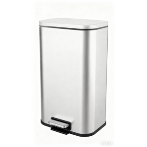 Kitchen Trash Can, Stainless Steel Step-Type Trash Can with Soft Lid and Removable Inner Bucket for Office, Bathroom, Living Room, White - 1 of 1