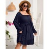 WhizMax Women's plus size Dress Casual Square Neck Dress Puff Long Sleeve Dresses High Waist Ruffle Midi Dress with Belt - 4 of 4