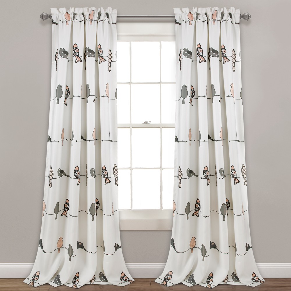 Lush Decor95x52 Rowley Birds Room Darkening Window Curtain Panels Blush Gray Lush Dcor Dailymail